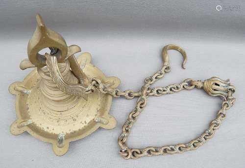 Indian oil lamp with chain,20th century