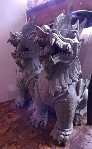 Pair of guardian dragons,Majolica,Sukutay,Central Thailand,c...