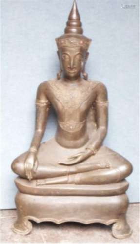 Sitting Buddha,bronze with semi-precious stone trim,Burma,ca...
