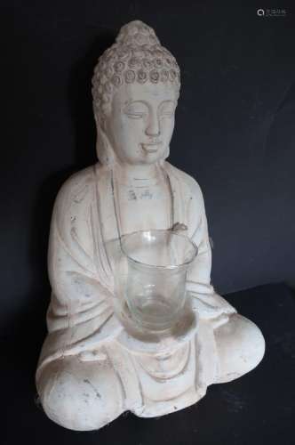 Sitting Buddha,whitened sheet metal,height ca.39cm,recent