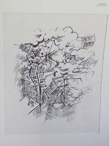 Georges Grosz(1893-1959) "Destroyed City", lithogr...
