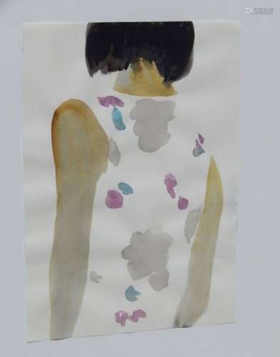 Manuel Frattini "Woman in summer dress",watercolor...