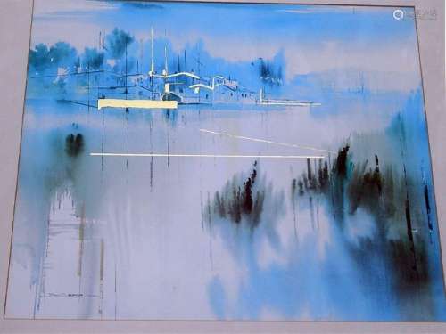 "Romantic seascape",color offset litho,signed in t...