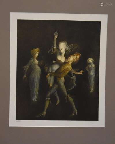 Léonor Fini (1908-1996) "Theater Group",color lith...