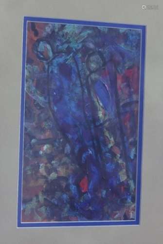 Christina Jamolinski "2 blue angels",oil on paper,...