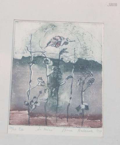 Anne Bulanole "La Poème",color etching,numbered 30...