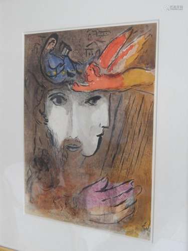 Marc Chagall (1887-1985) "David and Betseba",color...