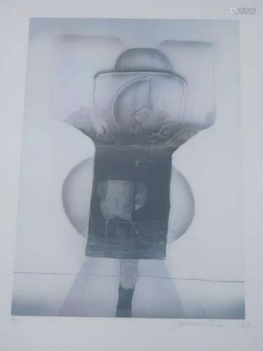 "Composition",fab lithograph, signed Mauricio...(?...