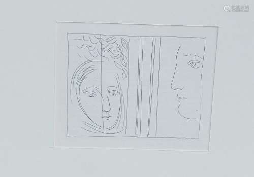Pablo Picasso (1881-1973) "Profil et tête de femme"...