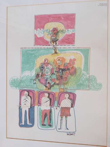 "Composition",color lithograph,illegibly signed,da...