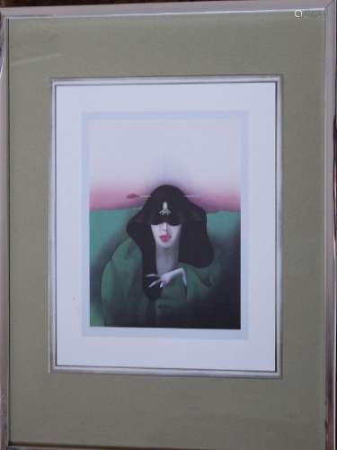 "Lady with hat pin",color offset lithograph,image ...
