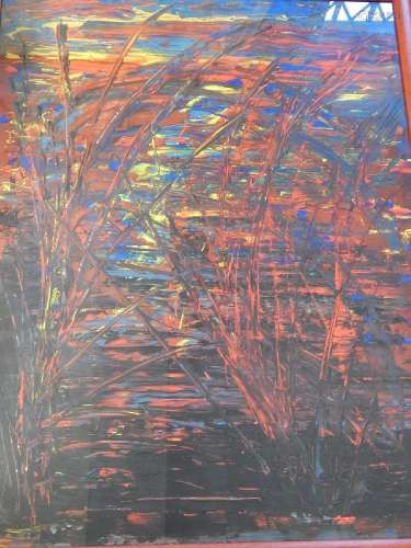 "Abstraction",acrylic on paper,illegibly signed,ca...