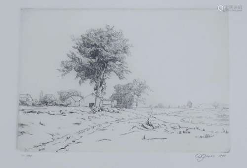 P.Graves "Winter Landscape",Etching,signed and dat...