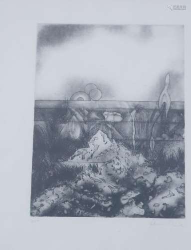 "Composition",etching,illegibly signed,numbered 2/...