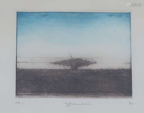 "Composition",color etching,illegibly signed,dated...