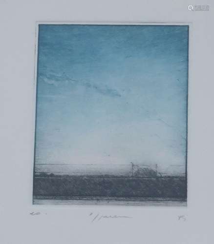 "Composition",color etching,illegibly signed,dated...
