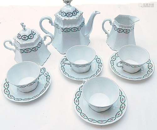 11-piece coffee service,porcelain,floral decorated,unmarked,...