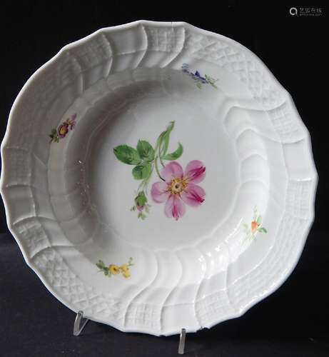 Deep plate,Porcelain Royal Meissen,decor Colorful flower,2nd...