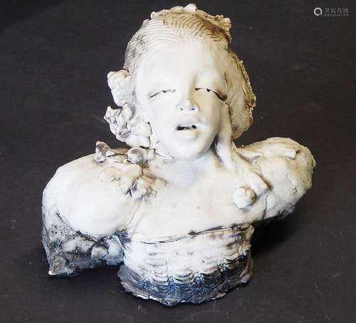 Female bust,ceramic,illegibly signed on the back,dated 1997,...