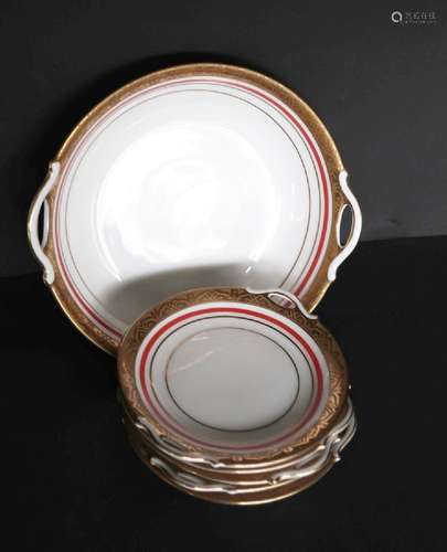 Pastry bowl with 5 small plates,Fürstenberg porcelain,togeth...