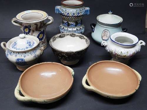 Mixed lot 8 parts faience,partly damaged,together