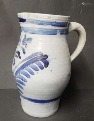 Westerwald ceramic jug with handle,salt glazed,height 24cm