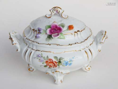 Bonbonnière,porcelain,probably Thuringia,floral decorated,ca...