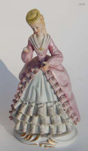 Gallant lady,figurative bisquit porcelain,tarnished,height c...