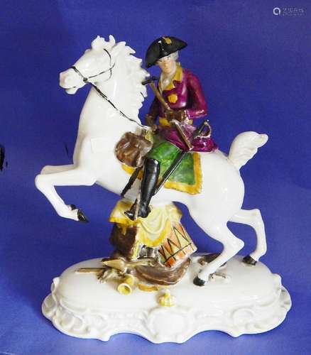 Frederick II on horseback,figurative porcelain with larger f...