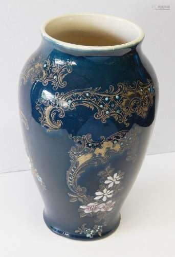 Medium flower vase,ceramic,floral decorated,bottom marked B....