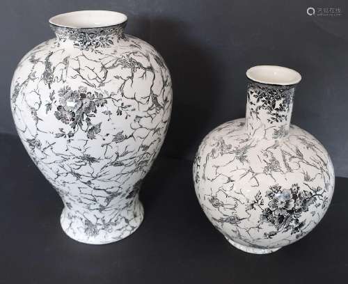 2 bulbous flower vase,faience,floral decorated,Villeroy &...