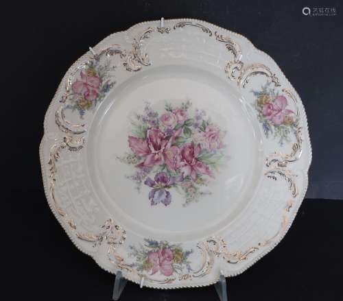 Wall plate,Rosenthal porcelain,floral decorated,diameter ca....