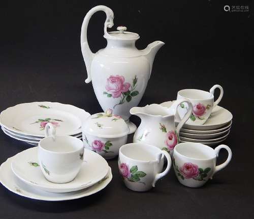 Approx.17-piece coffee service,decor Red Rose,Royal Meissen,...