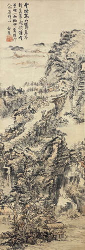 髡残 山水 立轴