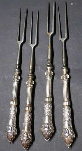 4 Meat fork with 800 silver handles