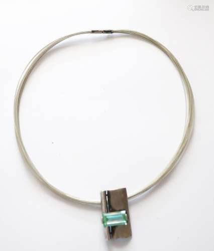 Necklace in modern design with cut glass stone