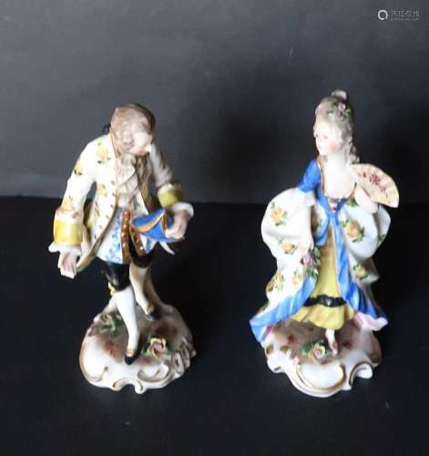 Convolute 2 porcelain figurines "Gallant couple",b...