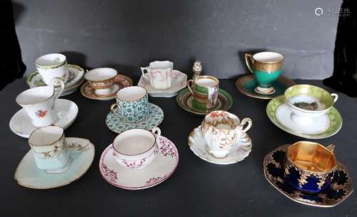 Mixed lot 11 pieces of 2-piece demitasse cups of different m...