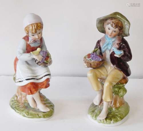Figurative ceramic "Boy & girl with doves",hei...