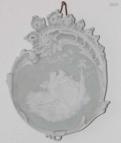Wall medallion with figural Schaefer scene as half relief