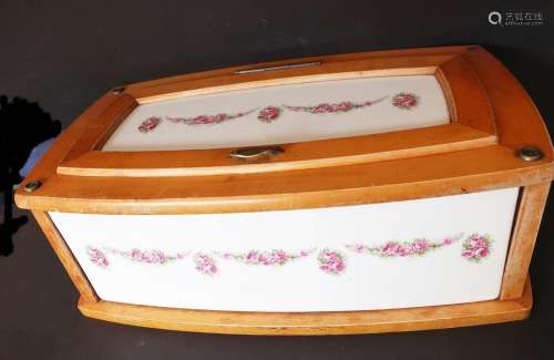 Large bread box with wooden frame