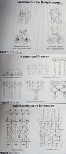 3 depictions "carpet knots",prints, framed behind ...