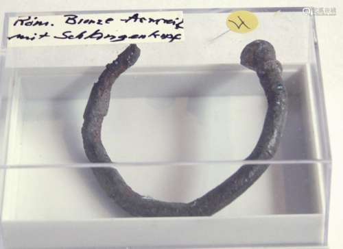 Roman bronze bracelet with snake head