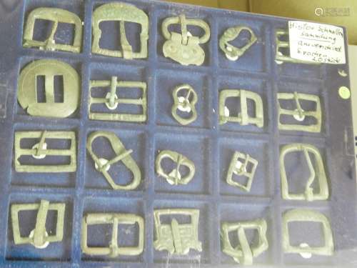 Historical collection of buckles from different eras