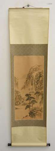 Scroll painting "Romantic landscape",signed,ca.164...