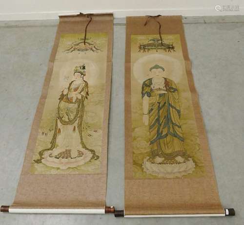 Pair of scroll paintings "Ruler and Ruleress",ca.1...