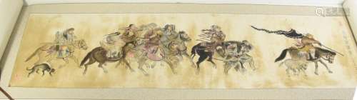 Scroll painting depicting a war scene