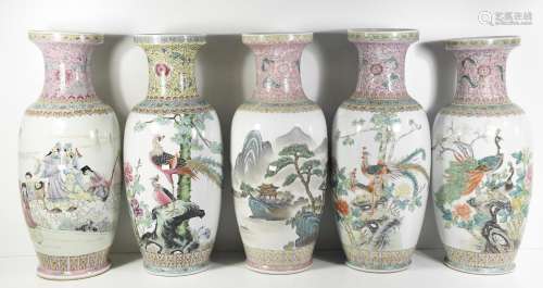 Set of 5 medium floor vases