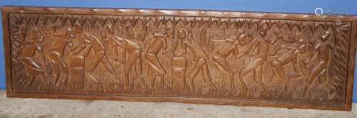 Wooden panel with figural half reliefs