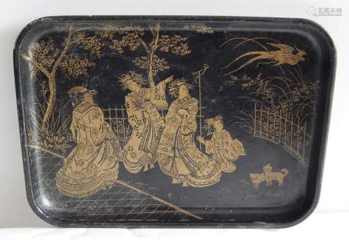 Lacquer tray with figural depiction